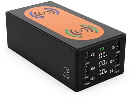 Cargador rápido, estación de carga rápida de teléfono móvil de alta velocidad por inducción inalámbrica para teléfonos móviles, tabletas (Black )