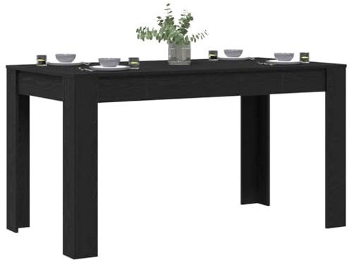 vidaXL Dining Table Black Oak 140 x 74.5 x 76 cm Engineered Wood, Garden and Terrace Dining Table, Rectangular, Modern Outdoor Furniture, Functional Surface, Space-Saving Design for Family