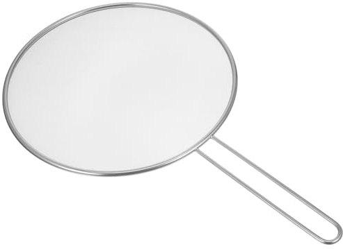 FUNNETOYU Protector Antisalpicaduras para Sartén 25cm Malla Fina Acero Inoxidable Mango Resistente Al Calor para Cocina Doméstica y Freír