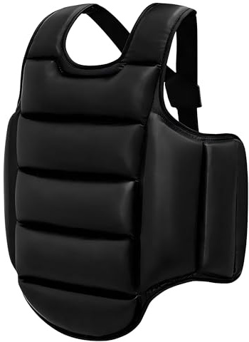 Lengender Plastron de Boxe Protection MMA Taekwondo Karaté Réversible Chest Protector Garde Armour Enfants Gilet Sparring Martiaux Sanda (Noir, 120-140cm)