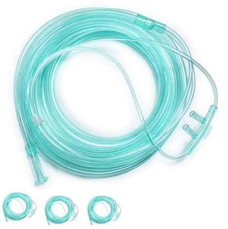 3 pezzi, ogni tubo di ossigeno extra lungo da 5 m con design di sicurezza a 6 canali, cannula di ossigeno nasale ad alto flusso
