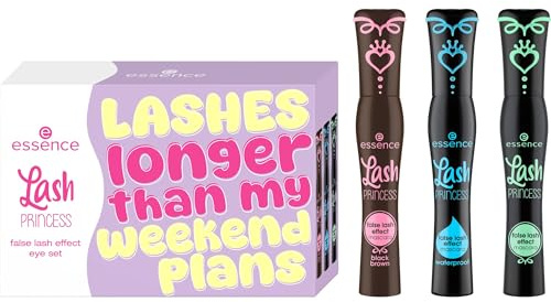 essence Lash PRINCESS false lash effect eye set 01 Totally Lashtastic!, set con 3 mascara, nero, nero-marrone & waterproof