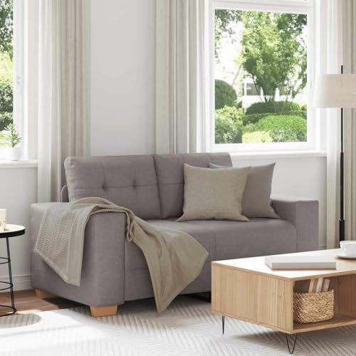 GeenYuu Loveseat-soffa brungrå 120 cm tyg, polyester, träram, mysig soffa för vardagsrum, sovrum, relaxsoffa