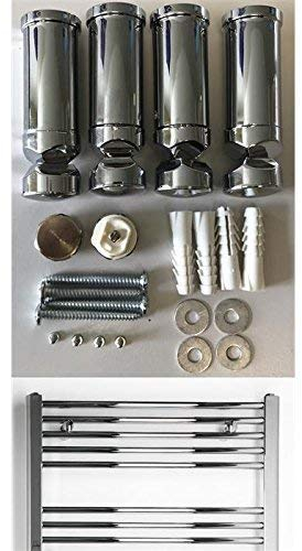 anapont Supporto per radiatore da bagno in bianco cromato e nero, adatto per radiatori dritti e curvi (cromato)