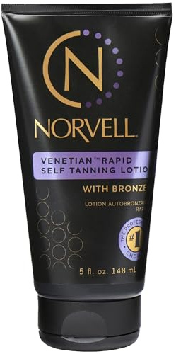 Norvell Venetian Rapid Sunless Self Tanner Lotion 5 fl oz – Professional Fast Acting Self Tanning Cream for Natural Bronze Glow, Streak Free, Long Lasting, Anti Orange Fake Tan