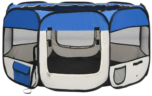 vidaXL Parc Pliable pour Chien avec Sac de Transport Bleu 125x125x61 cm Enclos