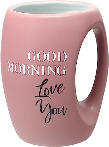 Pavilion Gift Company - Good Morning Love You 16 ounce Large Coffee Cup, Hand Warming Mugs, Love You Mugs For Mom Grandmother Sister Daughter Friend, Girlfriend Gifts, 1 Count, Pink