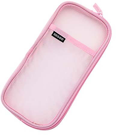 CENPEK Mesh Pencil Case for Students Zipper Pencil Storage Pouch for Boys and Girls (Pink)