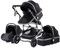YAZOCO 3 in 1 Kinderwagen Kombikinderwagen komplettset Zusammenklappbar baby kinderwagen incl Babywanne & Buggy Sportsitz & Fußsack & Moskitonetze (Schwarz)