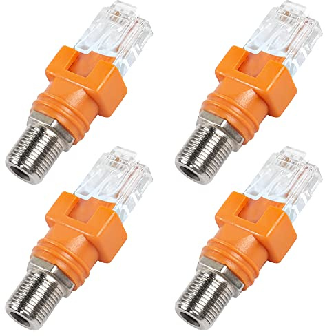 MEIRIYFA RF till RJ45-omvandlare, koaxial till Ethernet-adapter F hona till RJ45 hane tunna koaxkopplare rak kontakt för linjetestare (4 st)