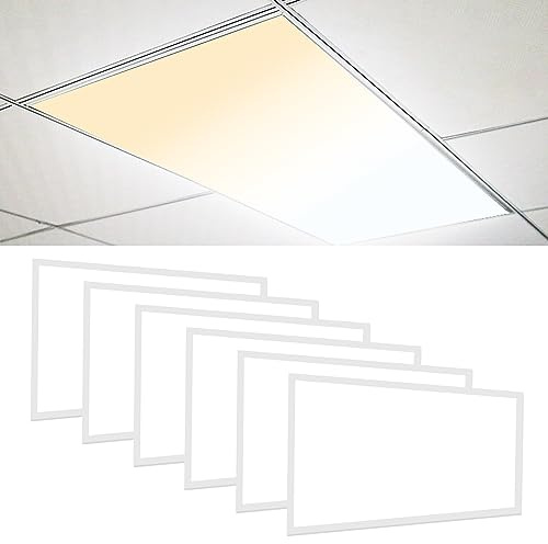 CycevSun 6-Pack 2x4 LED Flat Panel Light Drop Ceiling 0-10V Dimmable, 30/40/50W Selectable, 3000K 4000K 5000K Switchable, 120-277V, ETL Listed