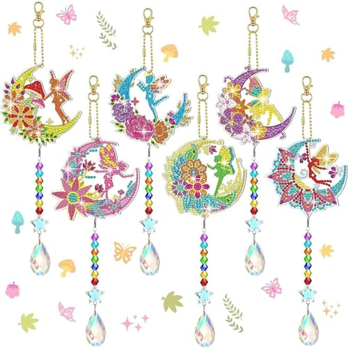 AUAUY 6 Pzs Hada Las Flores Pintura Diamantes, 5D DIY Diamond Painting Kit