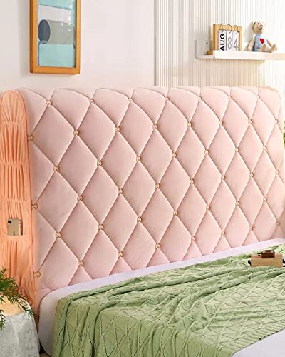 Generisch Kopfteilbezug Bett 180/140/200/160/220 Gepolsterte Bettkopfteilbezüge Boxspringbett Kopfteilbezug Samt Beige Braun Kopfteilbezug Hussen Bettkopfbezug
