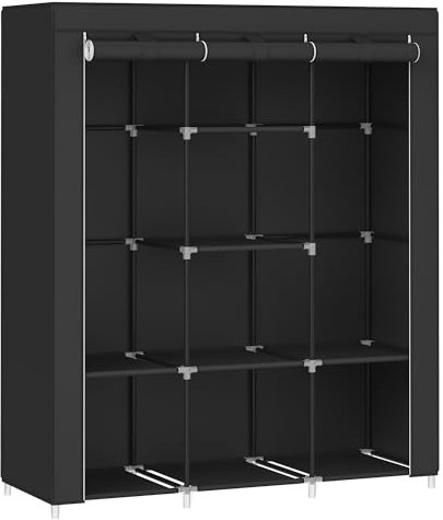 SONGMICS Armario Ropero, Armario Portátil, Perchero Organizador con Funda de Tela no Tejida, Barra para Colgar, Estantes, 45 x 130 x 167 cm, Gran Capacidad, Negro Tinta RYG096B01