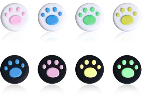 8pcs Cute Cat Paw Silicone Thumb Grips for Nintendo Switch and Lite - Joystick Covers Replacement Part, Soft Button Caps (Colorful)
