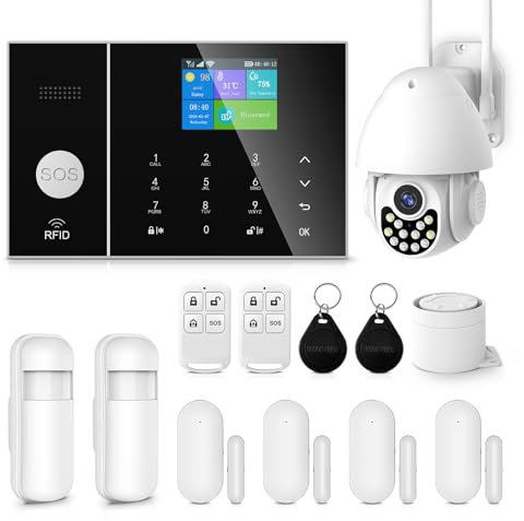 XNY Alarma Casa con Camara WiFi/4G, Alarmas para Casa con Camara Exterior Impermeable IP66, Sistema de Alarma para Casa WiFi con Camara, Detector de Movimiento, Sensores de Puertas y Ventanas