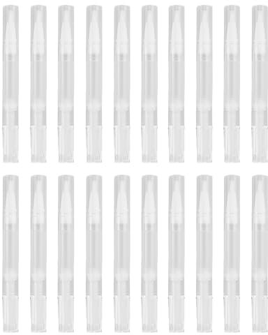 20 lápices de rosca transparentes, 3 ml de lápiz de aceite para uñas con punta de pincel, lápiz de aceite para cutículas vacío, aplicadores para brillo de labios rellenable, esmalte de uñas,