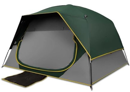 Campingzelt Verdunkelungs-Campingzelt für 4 Personen, einfach aufzubauendes, wasserdichtes Familien-Kuppelzelt für Camping mit Regenschutz Tunnelzelte(Dark Green 240 * 240 * 155cm)