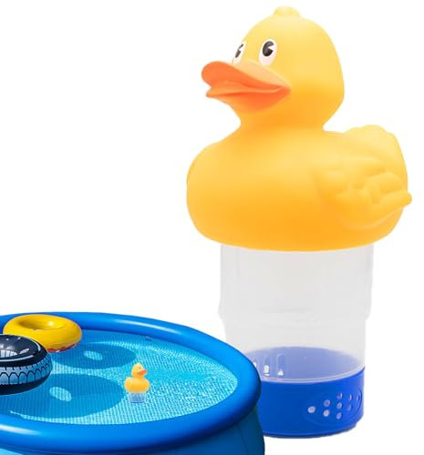 Flytande klordispenser för pool Und Spa, ankformad klor, pooldiffusor, justerbar flytande dispenser för 1–3 tum Ch-lo-re eller bromtabletter, gul