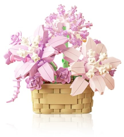 Leeneen Mini Botanical Garden Building Bricks Set- STEM Educational Toys with Succulent Planter Kit, Flower Pots & Indoor Gardening Models,Creative Gift for Kids Age 6-12+ Adult (Violet 201pcs)