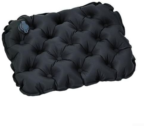 Yhenlovtt Cojín inflable ligero y plegable para camping, para asiento de nailon 40D, TPU, resistente a la humedad, senderismo, silla de picnic al aire libre (negro)