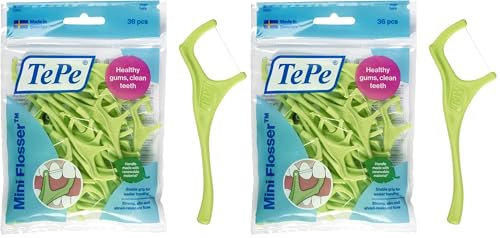 Mini Flosser, 36 pezzi, filo interdentale per denti, efficace strumento per rimozione della placca interdentale, per una pulizia facile tra i denti, per spazi stretti (Confezione da 2)