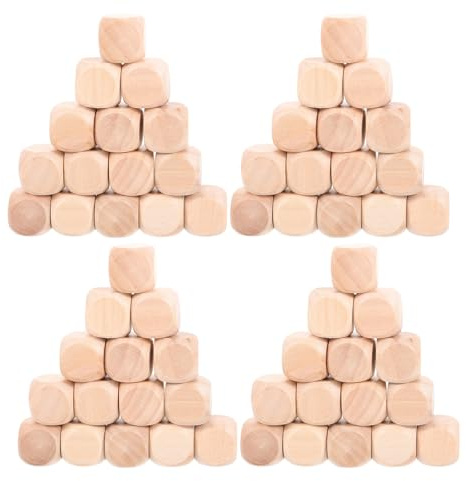 VICASKY 50pezzi Cubi in Legno Non Finiti Facce da Blocchi Vuoti Quadrati per Giochi da Tavolo Materiali per Artigianato in Legno Dadi Vuoti Fai da Te per Progetti Creativi