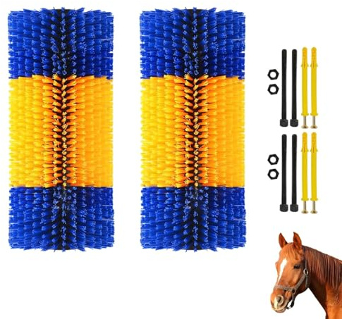 2Pcs Spazzola per Tiragraffi per Bestiame, Spazzola per Cavalli, Spazzola Mucche per Alleviare Prurito alla Schiena, Spazzola per Massaggio, Mantenere Pulizia per Mucche, Cavalli, Capre, Bovini,Maiali