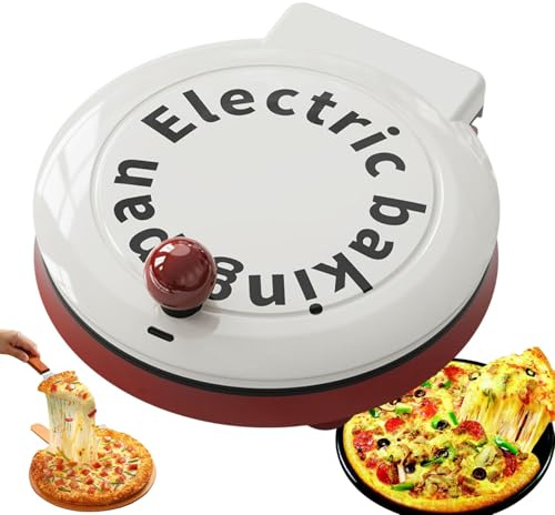 Máquina de pizza eléctrica de 1000 W, horno portátil 4 en 1, calefacción de doble cara para panqueques, tortillas, platos fritos y salteados