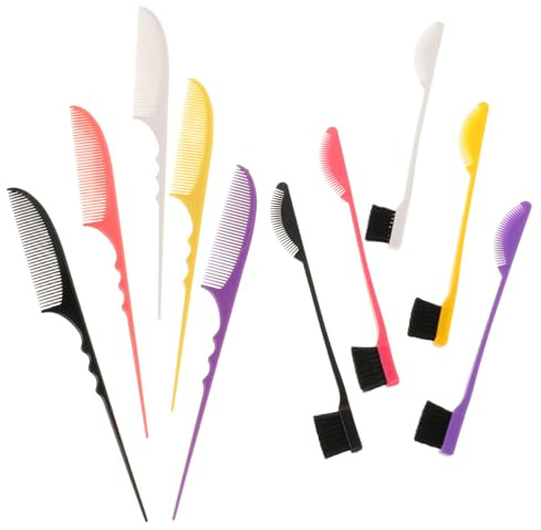 PAMINGONO 5 Pares de Cepillos y Peines de Doble Cara para Cejas y Cabello, Kit Multifuncional de Plástico para Peinar Bordes y Cardar, Colores Surtidos, Adecuado para Retoques y Viajes