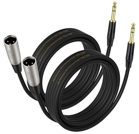 EBXYA 1/4 TRS to XLR Male Balanced Mic Microphone Cable 6ft, XLR to 6.35 Jack, 2 Packs