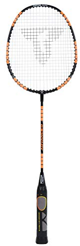 Talbot-Torro Lern-Badmintonschläger ELI Advanced, reguläre Schlägerlänge 66,5cm, Lerngriff, Iso-Kopf, ideal für Spieler ab 10 Jahren bis zu Erwachsenen, schwarz-gelb-orange, 419615