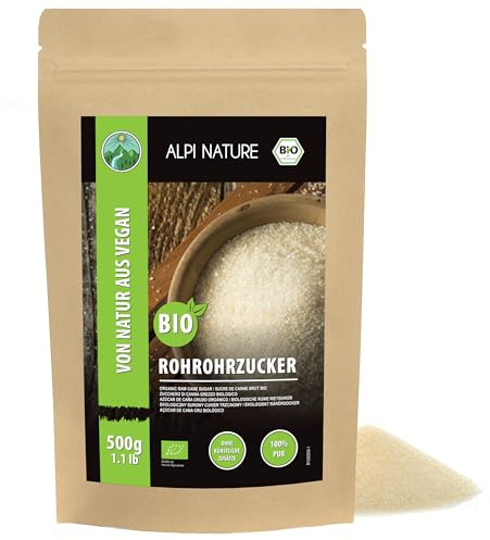 Alpi Nature Rårörsocker BIO 500g, Ekologiskt Rårörsocker, Ljust Brunt Socker för Matlagning och Bakning