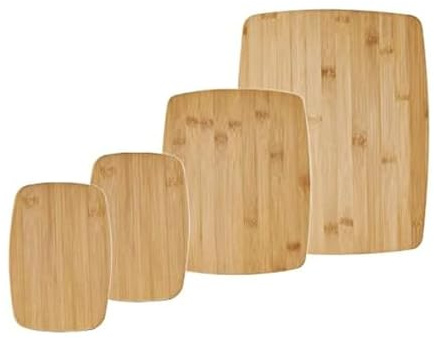 Farberware 4-Piece Bamboo Cutting Board Set - Reversible Boards for Chopping, Slicing, Charcuterie and Meal Prep - Kitchen Essential, Housewarming or Back-to-School Gift
