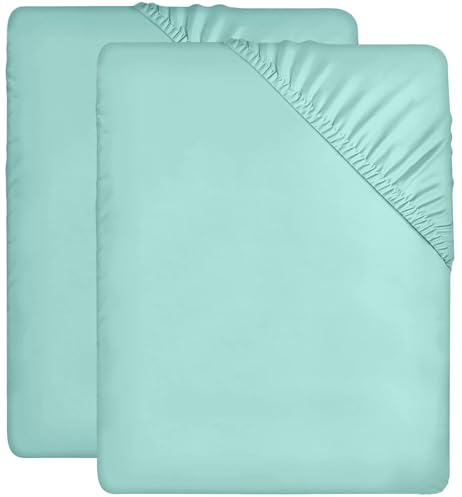 Utopia Bedding - 2er Set Spannbettlaken 90x200cm - Spa Blau - Oeko-Tex Zertifiziertes - Gebürstete Mikrofaser Spannbetttuch - 35 cm Tiefe Tasche