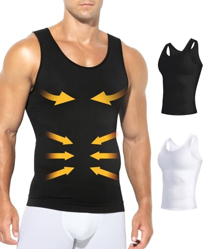 Casey Kevin Débardeur Compression Homme Gaine Ventre Plat Débardeur Homme Maillots de Corps Homme Amincissant Debardeur Gainant Body Shaper (Lot de 2)