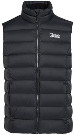 NORTH RIDGE Men’s Tech Down Gilet with 90/10 Duck Down & 2 Zipped Pockets, Insulated, Durable & Water Resistant Bodywarmer (UK, Alpha, L, Regular, Regular, Black)