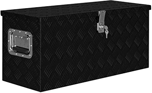 Boîte à Outils, Malette en Aluminium Caisse à Outils Boîte de Rangement Coffret à Outils Boîte en aluminium 80x30x35 cm Noir