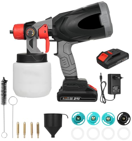 Mulcort Spruzzatore di vernice elettrico 800W Spruzzatore di vernice in lattice di vernice 38000 giri/min Macchina per spruzzatura di batteria al litio per uso domestico con annaffiatoio da 800 ml