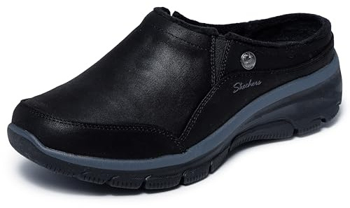 Skechers Women's Easy Going-Latte 2 Open Back Sneaker, Black, 6.5 Wide