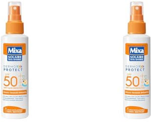 Mixa Solaire Peau Sensible - Spray Solaire Très Haute Protection SPF50+ UVA, UVA longs, UVB - Peaux Fragiles Enfants - Résistant à l'Eau - Anti-sable - Hypoallergénique, Sans Parfum - 150ml (Lot de 2)