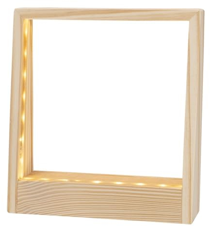 Ideen mit Herz LED-Holzrahmen | warmweiße Beleuchtung | für Fotos, Karten, Bilder u.v.m. | Diamond-Painting | 31 LEDs | 17 cm x 18,4 cm x 5 cm