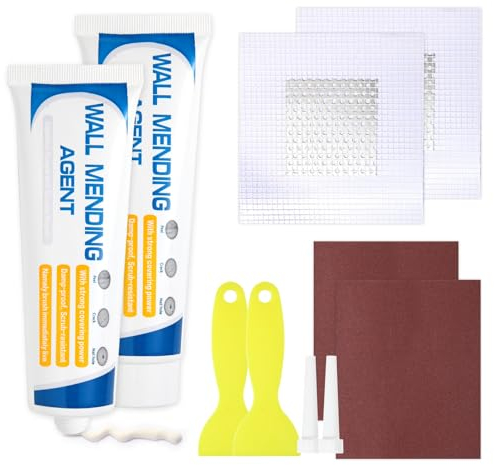Spachtelmasse Weiß Innen, 300g fertigspachtel von Löcher Wand Füllen Weiß, Wandreparatur Creme Mit Trockenbau Flicken und Schleifpapier, Wall Repair Kit für Reparatur von Rissen, Löchern