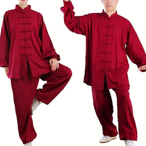 Generisch Tai Chi Kleidung Komfortabel Atmungsaktiv Tai Chi Anzug Damen Herren Chinesische Kung Fu Kleidung Wing Chun Kleidung Zen Meditation Uniform Kampfsport Kleidung Yoga Anzug,03,XXL