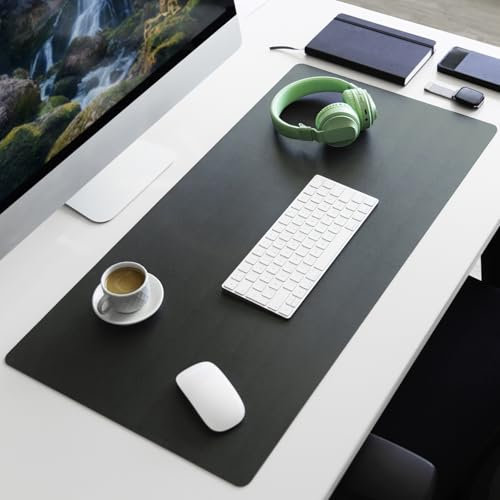 Floordirekt Schreibtischunterlage aus Kunstleder - Schreibtisch Unterlagenmatte, Tischauflage für Büro und Schule, Mousepad Schreibunterlage, Schreibtischmatte Nero (Dunkelgrau, 80 x 40 cm)