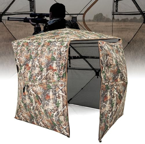 COSTWAY Tenda da Caccia per 2-3 Persone, Tenda Mimetica a Visione a 360° per Caccia, Tenda Pop-Up Camouflage con Borsa da Trasporto, Apribile Completamente da 1 Lato, 148 x 148 x 170 cm