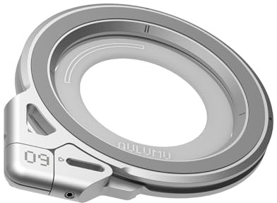 Aulumu G09 Magnetiskt ringgrepp | Rundstrålande rotation | för MagSafe-kompatibel | Konstruktion av aluminiumlegering | Stabil dubbelsidig magnetisk fastsättning | Inkluderar telefonstativ för handtag