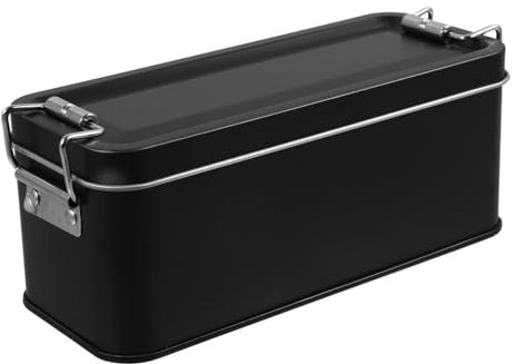 COLLBATH Caja de almacenamiento de metal retro con tapa, pequeña caja de lata vintage para galletas, dulces y aperitivos, recipiente hermético para galletas para cocina y pícnic, caja de fruta negra