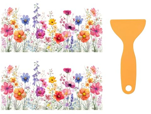 2 immagini per finestre con fiori e decorazioni primaverili, immagini per finestre per bambini con motivo floreale, amanti del vetro riutilizzabili, adesivi statici per finestre
