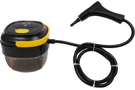 Pulitore a vapore, pulitore a vapore, 1500 W, pressione 3 bar, 6 livelli di vapore, serbatoio dell'acqua da 1700 ml, per cucina e casa, con 4 spazzole e asta di prolunga (nero, giallo)